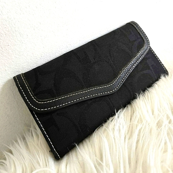 Guess Authentic Long Wallet Clutch Coin Pocket Signature Black🌴 - Picture 1 of 4